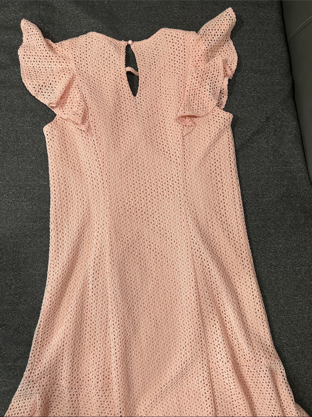 Roz & Ali Pink Ruffle Eyelet Womens Dress Sz S - Picture 5 of 6